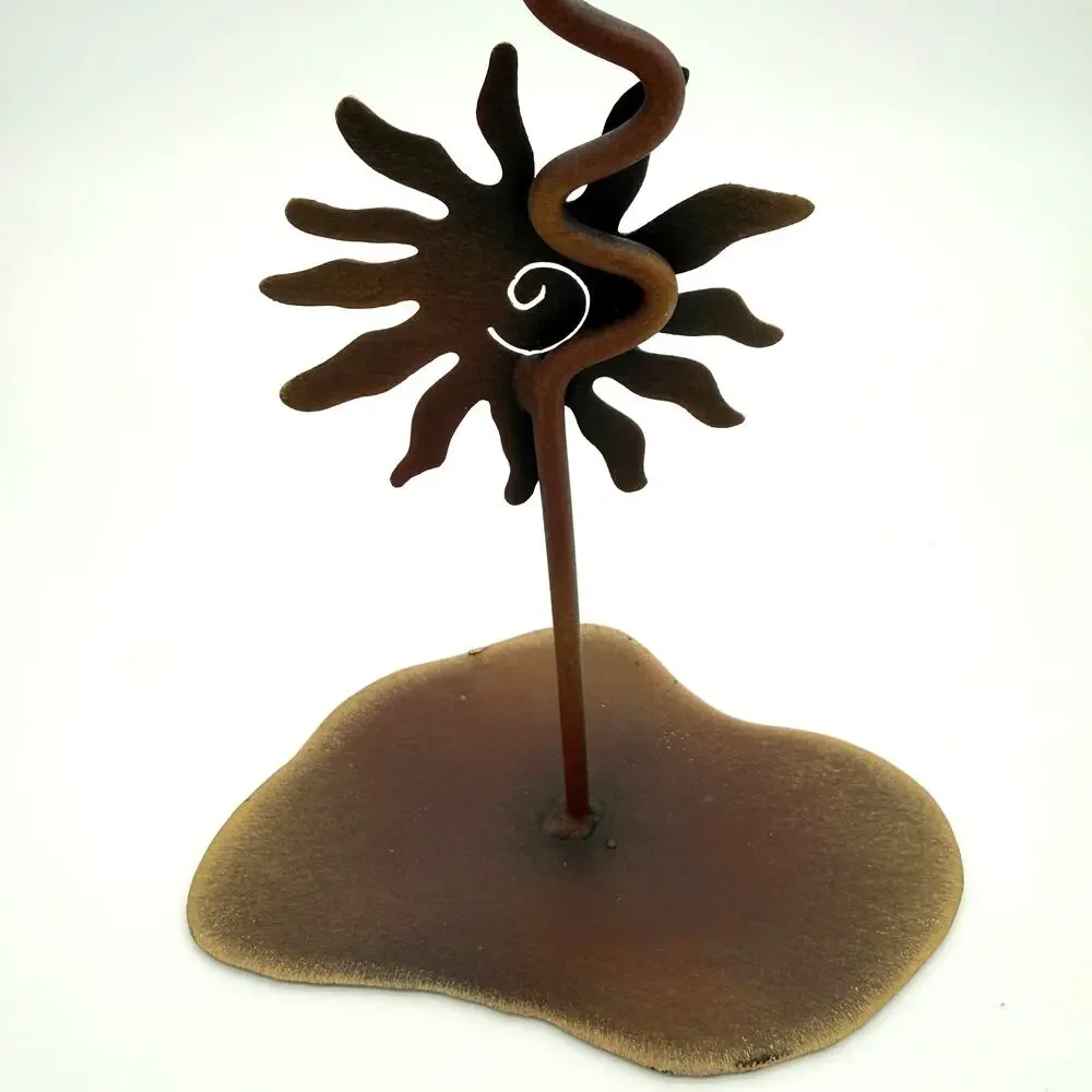 Vtg Mexico Wrought Iron Whimsy Sun Candle Holder Rustic Folk Art Celestial 10